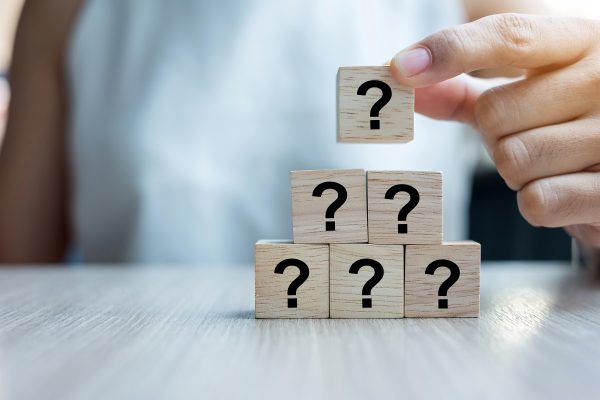 piling small blocks with question mark